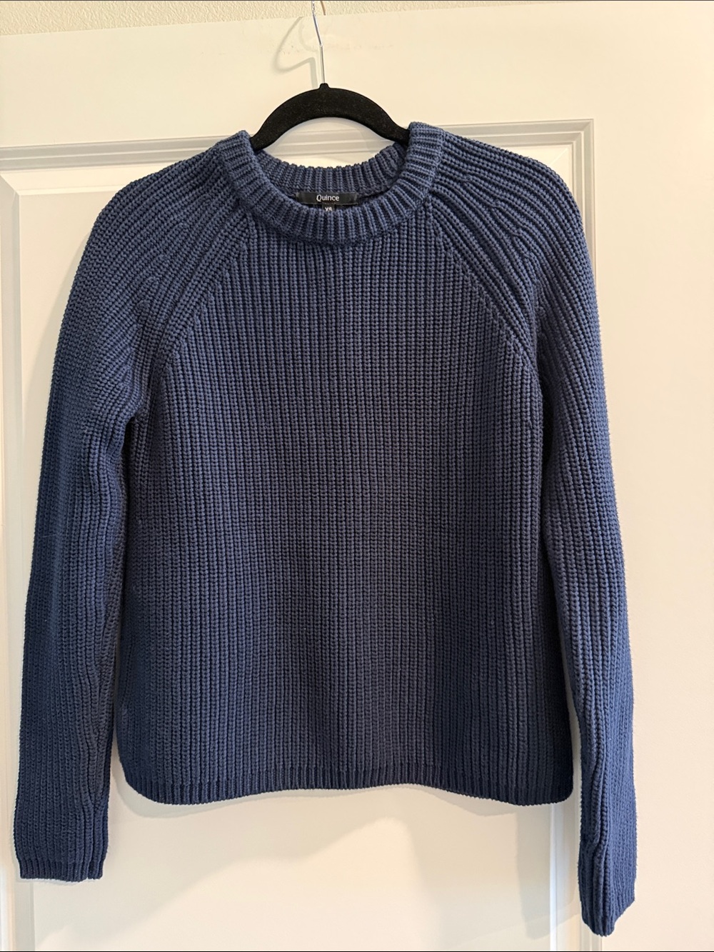 Quince Women's Chunky fisherman’s Crewneck Sweater - Blue sz xs. Oversized